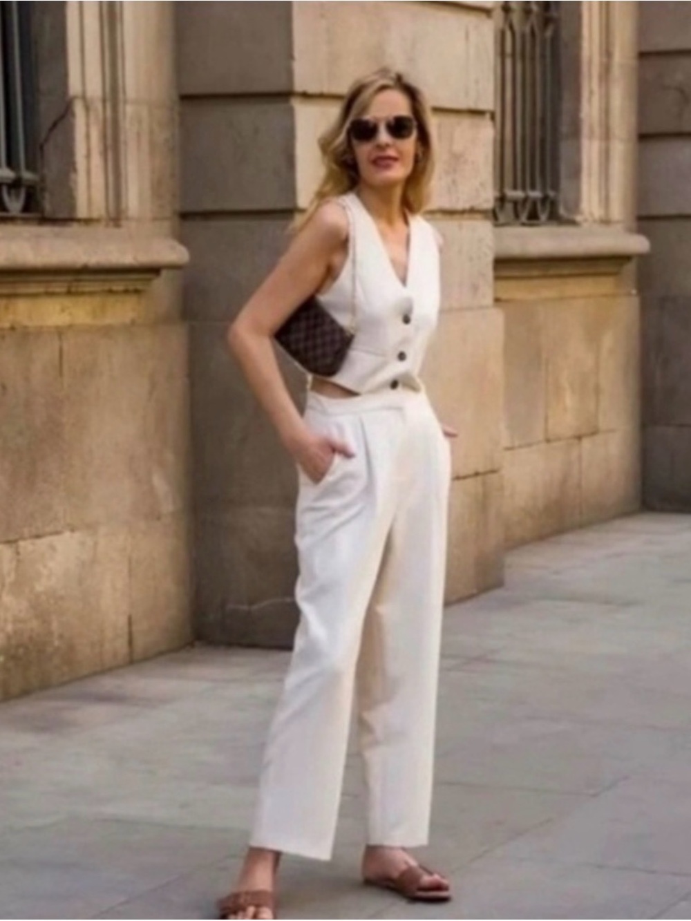 Zara Women’s Cream Tailored Cut-Out Jumpsuit